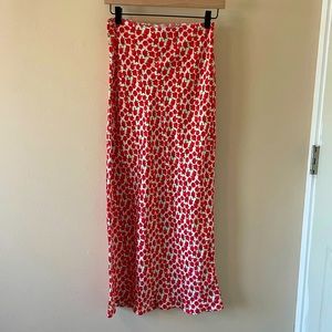 Topshop Rose Print Midi Skirt